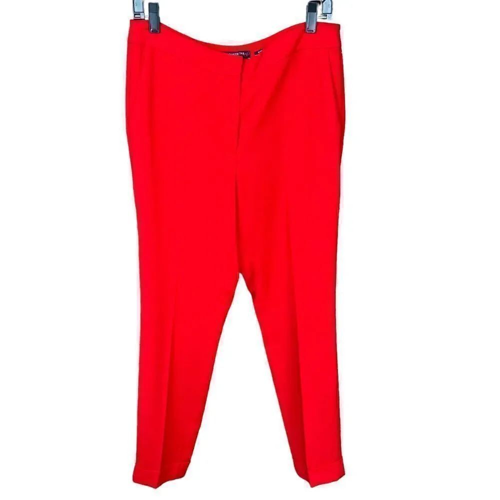 Lafayette 148 New York Clinton Cuffed Pants Red Creased Trousers Size 6